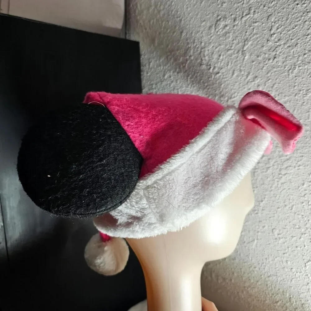 Pink polka dot mickey mouse santa hat